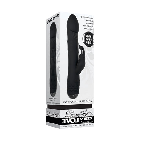 Evolved Bodacious Bunny Rechargeable Silicone Rabbit Vibrator Black-0